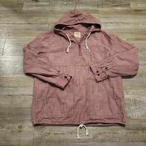 Levis Quarter Zip Pullover Woven Tee Shirt Hoodie with Angled Cuffs Mens Size XL